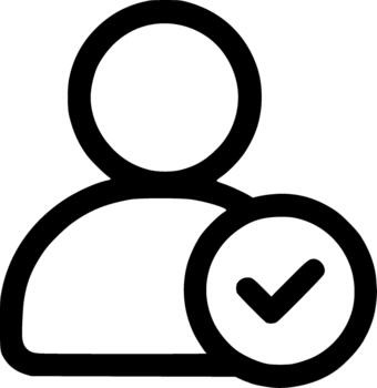 Line Art Approved User Account Icon with Check Mark Sign vector