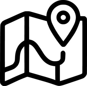 Outline Simple Folded Map with Location Pin Line Art Icon vector