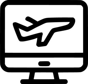 sencillo contorno avión reserva en computadora pantalla icono elemento vector