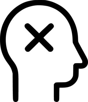 Outline Simple Head with Cross Mark Sign Problem Icon Symbol vector