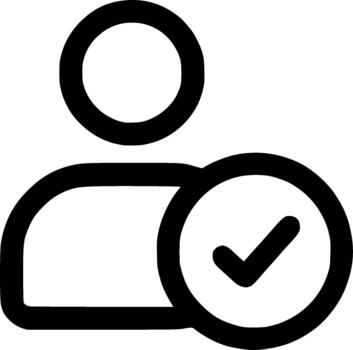 Simple Line Verified User Account Profile with Checkmark Icon Illustration vector