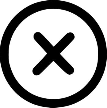 Outline Simple Circle Cross Mark Sign Shape Icon Graphic Element vector