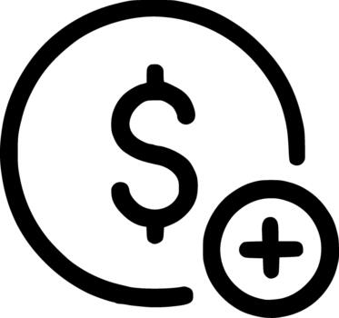 contorno sencillo moneda dólar firmar con más circulo icono elemento vector