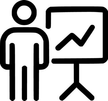Outline Simple Man Presenting Graph On Board Business Icon vector