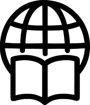 Outline Simple Earth Globe and Open Book Education Icon Symbol vector