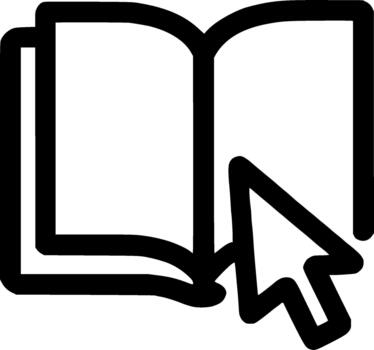 Simple Line Art Open Book with Cursor Learning Education Icon vector