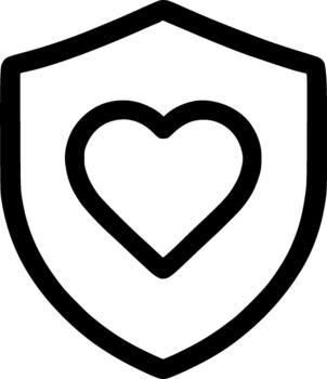 Simple Outline Heart in Shield Shape Protection and Security Icon vector