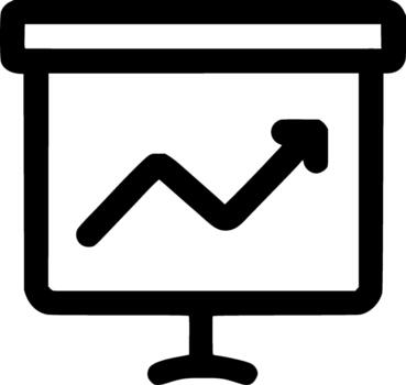 Simple Line Style Growth Chart on Presentation Screen Business Icon vector