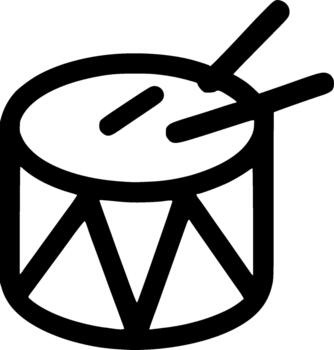 Simple Lineart Drum Percussion Instrument with Sticks Musical Object Icon vector
