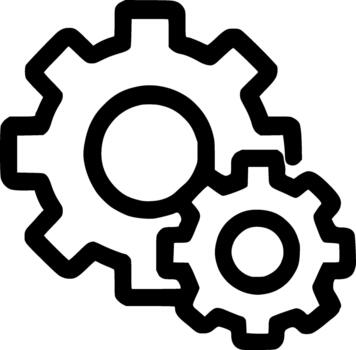 Minimalist Outline Gear Machine Part Mechanical Engineering Simple Line Icon vector