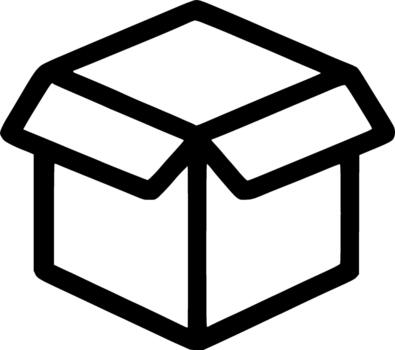 sencillo contorno abierto cartulina caja paquete envase entrega icono vector