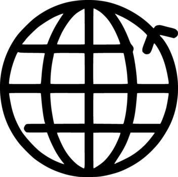 Outline Simple Stroke Earth Globe with Orbit Line Icon Symbol vector