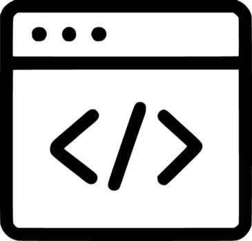Simple Line Style Code Snippet Browser Window Application Icon vector