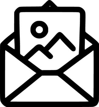 Simple Outline Open Envelope with Picture Illustration Line Art Icon vector