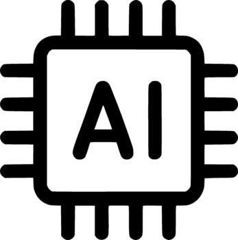 línea Arte chip con ai símbolo tecnología y artificial inteligencia icono vector