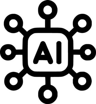 Outline Simple Artificial Intelligence Circuit Board Machine Learning Icon vector