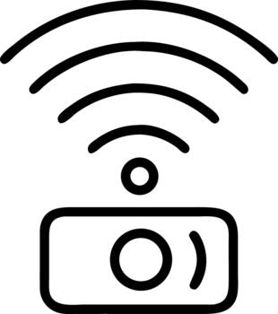 Wireless smart device icon with signal waves. vector