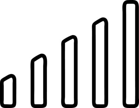 Minimalist black line art of a cellular signal strength indicator. vector