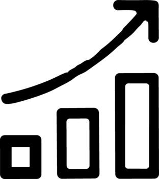 Simple Handdrawn Bar Graph with Arrow Upward Finance Icon vector