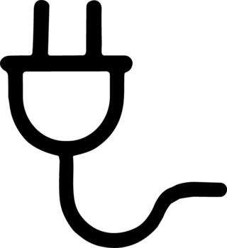 Simple Outline Electrical Plug with Cord Connection Power Icon vector