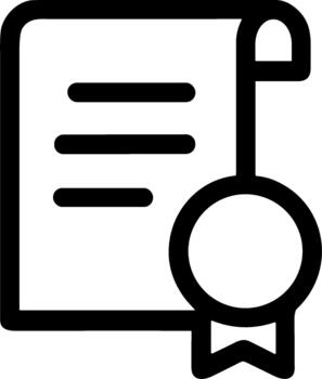 Simple Outline Style Certificate Document Paper with Seal Icon Illustration vector