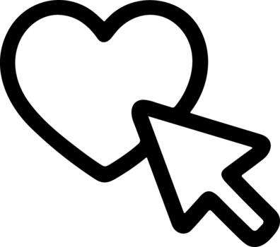 contorno sencillo corazón forma con flecha puntero diseño elemento icono vector