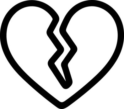Outline Simple Broken Heart Shape Line Art Symbol Icon vector