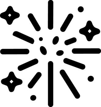 Outline Celebration Fireworks Bursting with Sparkles and Rays Icon Symbol vector