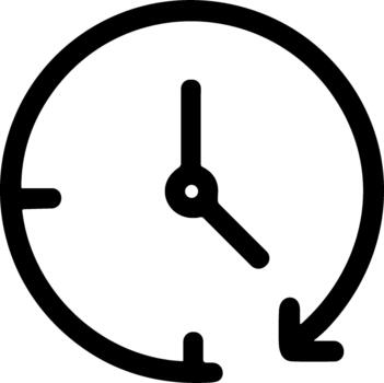 Minimalist Outline Clock Icon with Rotating Arrow Symbol Sign for Time vector