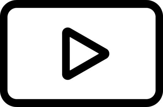 Simple Outline Play Button in Rectangle Shape Media Icon vector