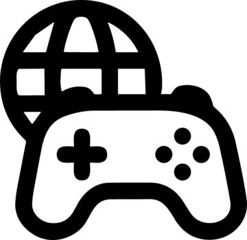 sencillo contorno global gamepad controlador para en línea juego de azar icono vector