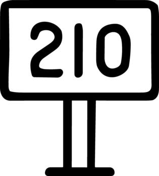 Handdrawn Outline Number Signboard with 210 Digit Information Icon vector