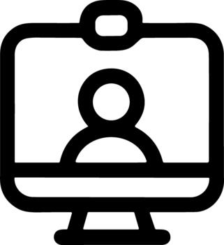 Simple Outline Person on Computer Monitor Screen Symbol Icon vector