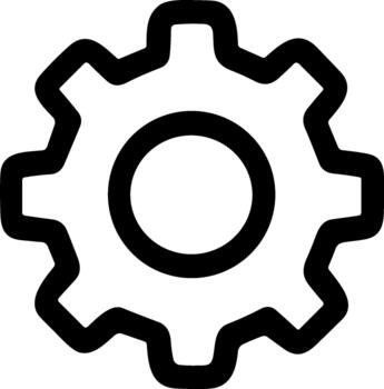 sencillo contorno rueda dentada sistema engranaje máquina parte forma icono vector