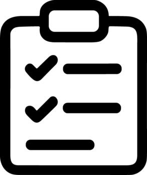 sencillo contorno Lista de Verificación documento con garrapata marcas y horizontal líneas icono vector