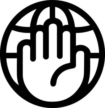 contorno sencillo mano con tierra globo elemento forma icono ilustración vector