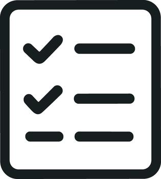 sencillo contorno Lista de Verificación con marca de verificación y líneas documento papel icono vector