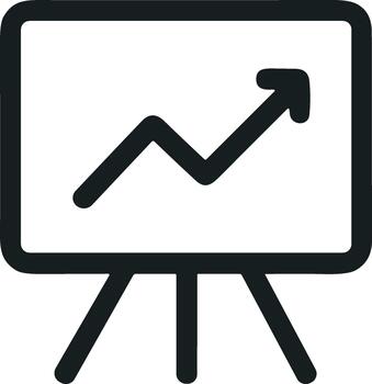Simple Outline Presentation Board with Growing Arrow Graph Symbol Icon vector