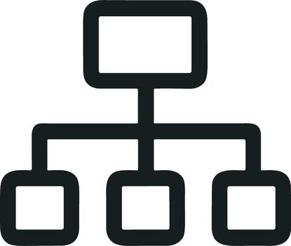 Minimalist Outline Hierarchy Structure Organization Chart System Diagram Icon vector