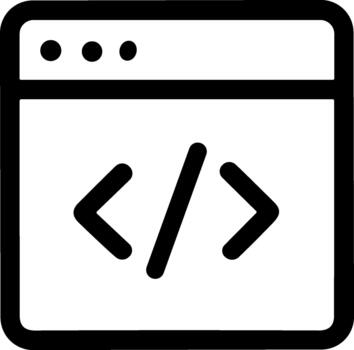 minimalista línea estilo codificación ventana desarrollo firmar icono diseño vector