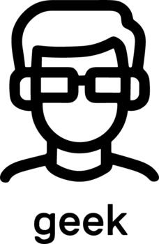 línea Arte friki con lentes avatar persona usuario interfaz icono vector