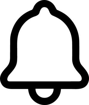 Simple Outline Bell Notification Alert Reminder UI Element Icon vector