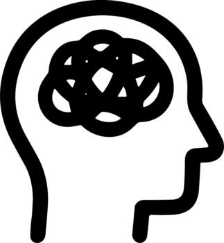 Simple Lineart Complex Brain Cluttered Mind Problem Concept Illustration vector