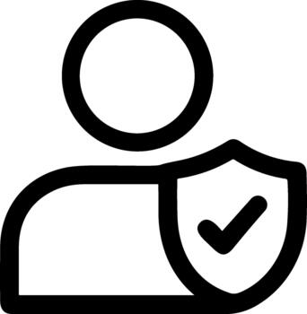 Outline Minimalist User Shield Checkmark Icon Shape Safety and Protection Symbol vector