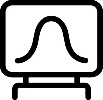 Simple Outline Display Screen with Bell Curve Chart Icon Illustration vector