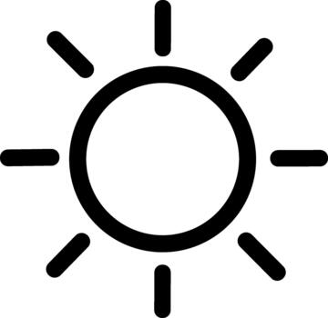 Simple Line Art Sunburst Icon Element Illustration with Rounded Rays vector