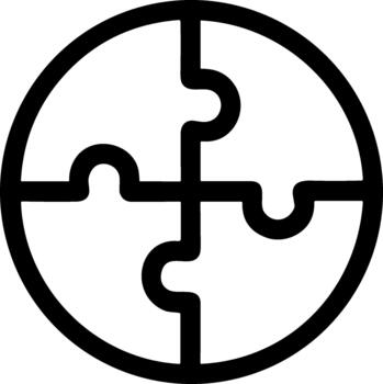 Simple Outline Circle Puzzle Connectivity Integration Solution Shape Icon vector