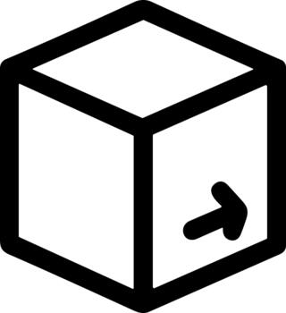 Outline Simple Cube Box with Arrow Icon for Packaging Concept vector