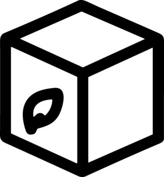 Minimalist Outline Cube with Leaf Graphic Shape Icon Symbol vector