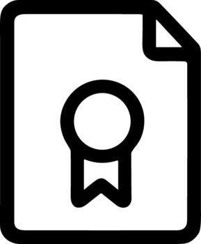 Outline Simple Document with Seal and Ribbon Award Certificate Icon vector